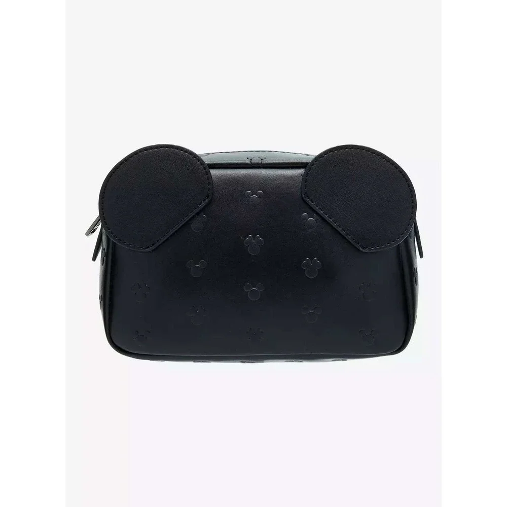 Loungefly‎ Disney Mickey Mouse All Over Print Embossed Black Makeup Bag NWT